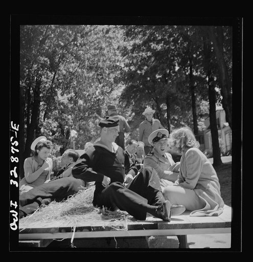 Untitled photo, possibly related to: Oswego, New York. A hayride for the United Nations heores and Oswego girls, during United Nations week