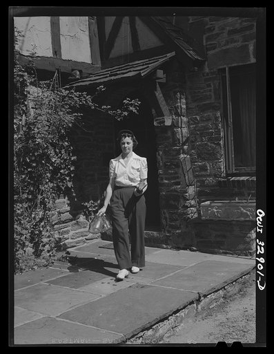 Untitled photo, possibly related to: Bryn Mawr, Pennsylvania. Mrs. Helen Joyce, one of the many women now working for the Supplee-Wills-Jones Milk Company. She has one child and her husband is a seaman first class in the U.S. Navy