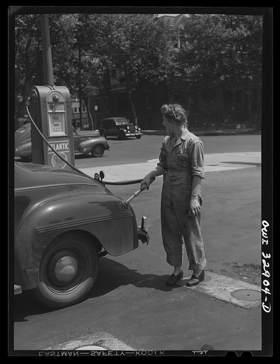 Philadelphia, Pennsylvania. Miss Frances Heisler, a garage attendant at one of the Atlantic Refining Company garages. She was formerly a clerk in the payroll department of the Curtis Publishing Company
