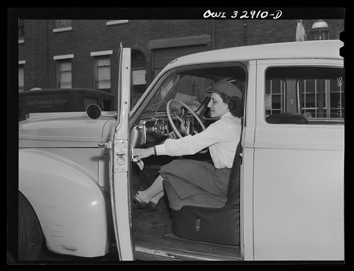 Philadelphia, Pennsylvania. Mrs. Abbie Corby, driver for the Yellow Cab Company. Her husband works at the Navy Yard
