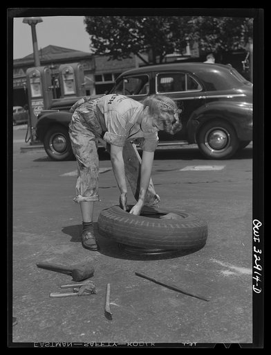 Philadelphia, Pennsylvania. Miss Natalie O'Donald, a garage attendant at the Atlantic Refining Company