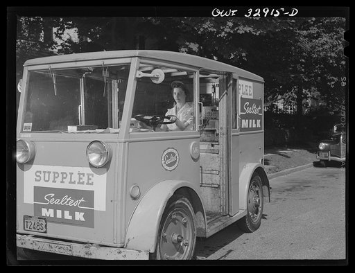 Bryn Mawr, Pennsylvania. Mrs. Helen Joyce, one of the many women now working for the Supplee-Wills-Jones milk company. She has one child and her husband is a seaman first class in the U.S. Army