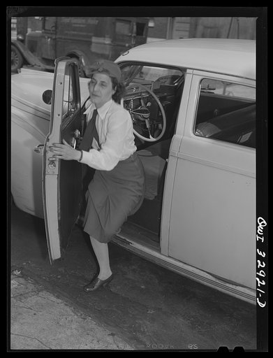 Untitled photo, possibly related to: Philadelphia, Pennsylvania. Mrs. Abbie Corby, driver for the Yellow Cab Company. Her husband works at the Navy Yard