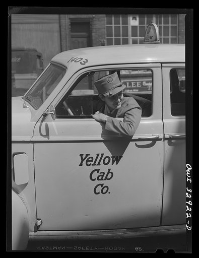 Untitled photo, possibly related to: Philadelphia, Pennsylvania. Mrs. Suzanne O'Donnell, of Houston, Texas, driver for the Yellow Cab Company. Her husband is in the U.S. Army