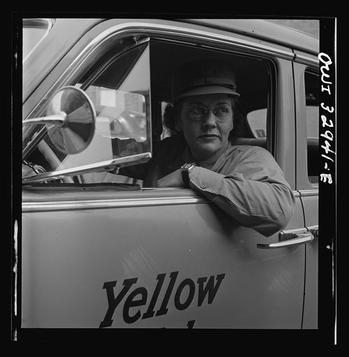 Untitled photo, possibly related to: Philadelphia, Pennsylvania. Miss Mary E. Steiner, of 2817 North Twelfth Street, a driver for the Yellow Cab Company. She had been a stenographer and office worker for twenty years