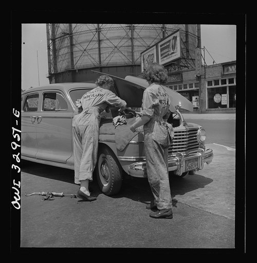Philadelphia, Pennsylvania. Women garage attendants at the Atlantic Refining Company