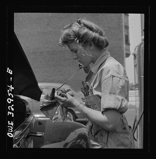 Philadelphia, Pennsylvania. Miss Natalie O'Donald, a garage attendant at the Atlantic Refining Company garages