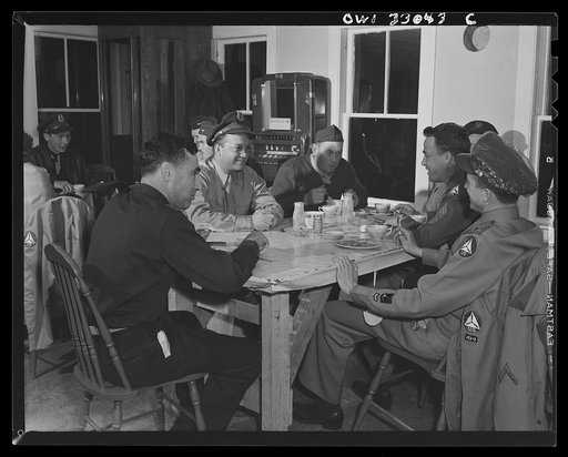 Bar Harbor, Maine. Civil Air Patrol base headquarters of coastal patrol no. 20. Flyers eating breakfast at 3:00 a.m. before taking off on dawn patrol
