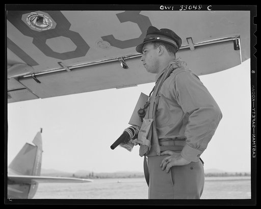 Untitled photo, possibly related to: Bar Harbor, Maine. Civil Air Patrol base headquarters of coastal patrol no. 20. Major James B. King, base commander, making weekly inspection