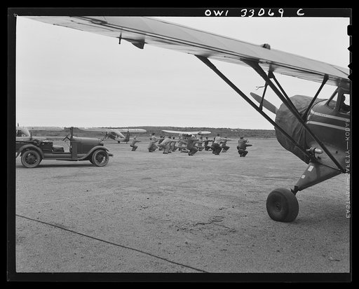 Bar Harbour, Maine. Civil Air Patrol base headquarters of coastal patrol no. 20. Daily calisthenics for the personnel
