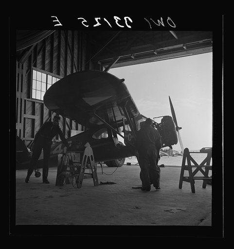 Untitled photo, possibly related to: Bar Harbor, Maine. Civil Air Patrol base headquarters of coastal patrol no. 20. The hangar
