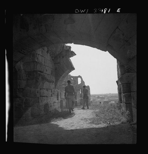 Officers of the 57th Fighter Group visiting Roman ruins in Tunisia