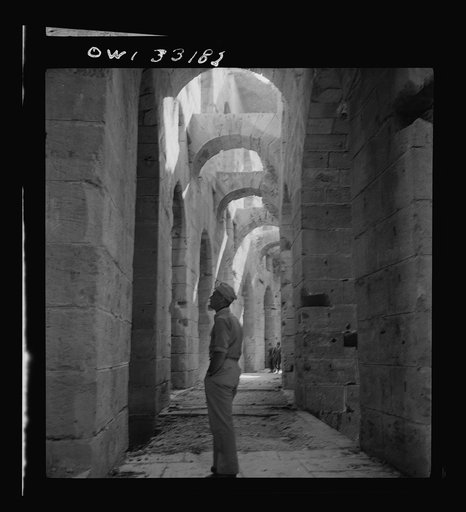 Officers of the 57th Fighter Group visiting Roman ruins in Tunisia