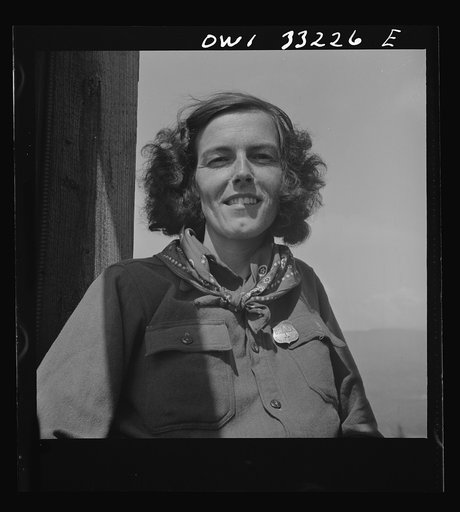 Gorham (vicinity), New Hampshire. Barbara Mortensen, a fire and airplane lookout on Pine Mountain