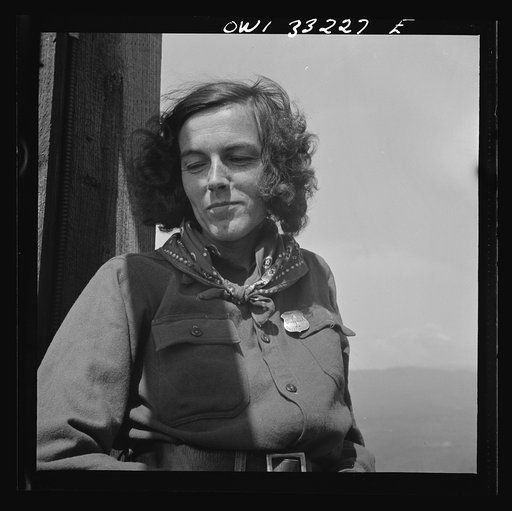 Gorham (vicinity), New Hampshire. Barbara Mortensen, a fire and airplane lookout on Pine Mountain