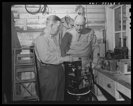 Bar Harbor, Maine. Civil Air Patrol base headquarters of coastal patrol no. 20. Base commander and chief radio officer