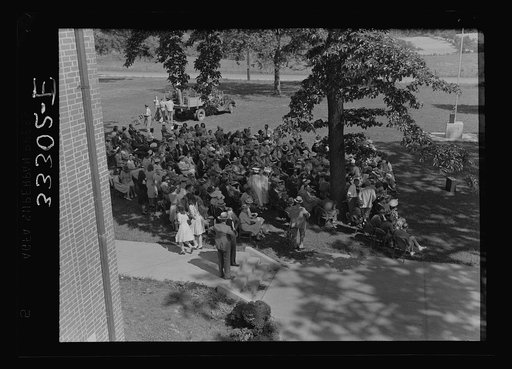 Untitled photo, possibly related to: Keysville, Virginia. Graduation exercises which were held outside for 123 students