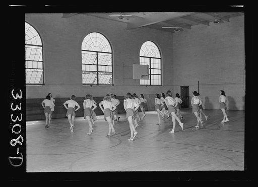 Randolph Henry High School. Keysville, Virginia. Girls' gym class