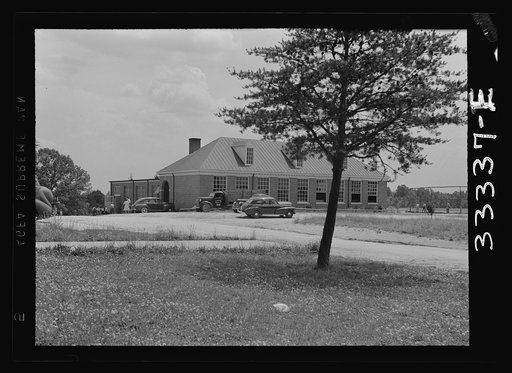 Keysville, Virginia. Randolph Henry High School. Shop building where boys learn carpentry, welding, and repairing of farm machinery