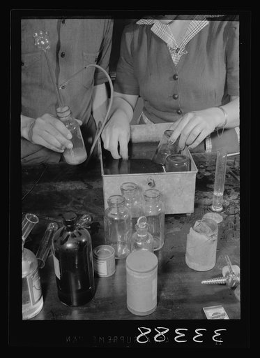 Keysville, Virginia. Randolph Henry High School. Equipment in a chemistry class