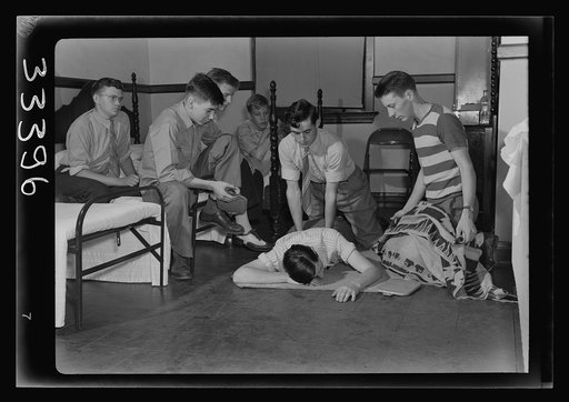 Untitled photo, possibly related to: Keysville, Virginia. Randolph Henry High School. First aid group in school dispensary