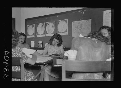 Keysville, Virginia. Randolph Henry High School Social studies class. Students study in groups of six or eight, each group picking own subject