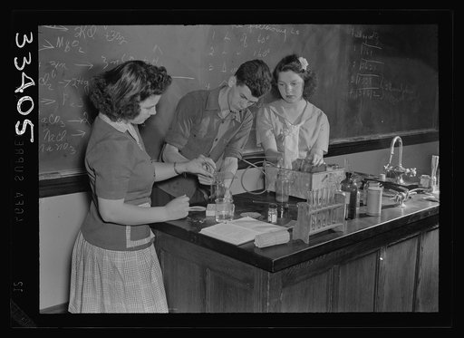 Keysville, Virginia. Randolph Henry High School. Equipment in chemistry class