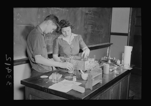 Keysville, Virginia. Randolph Henry High School. Equipment in a chemistry class