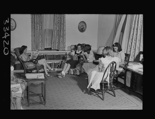 Keysville, Virginia. Randolph Henry High School. Home economics cottage. Girls learn the art of homemaking, how to sew, plan meals, cook and serve, what food to eat, how to entertain