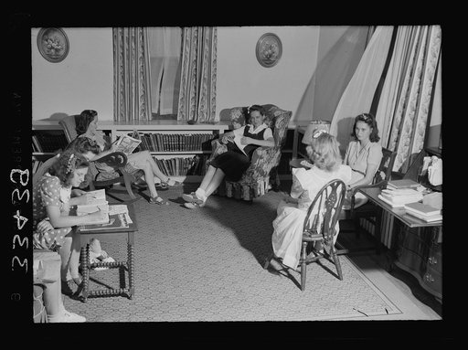 Untitled photo, possibly related to: Keysville, Virginia. Randolph Henry High School. Home economics cottage. Girls learn the art of homemaking, how to sew, plan meals, cook and serve, what food to eat, how to entertain