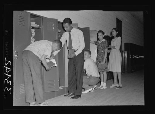 Charlotte Court House, Virginia. Central High School. At lockers between classes