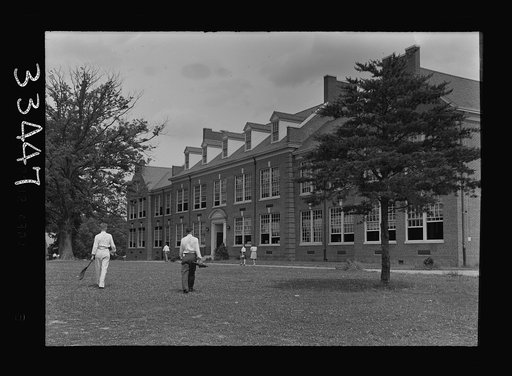 Keysville, Virginia. Randolph Henry High School. Students entering main building