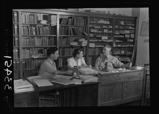 Keysville, Virginia. Randolph Henry High School. Miss Mae Kelly, director of instruction, with vocational agriculture teacher and shop teacher