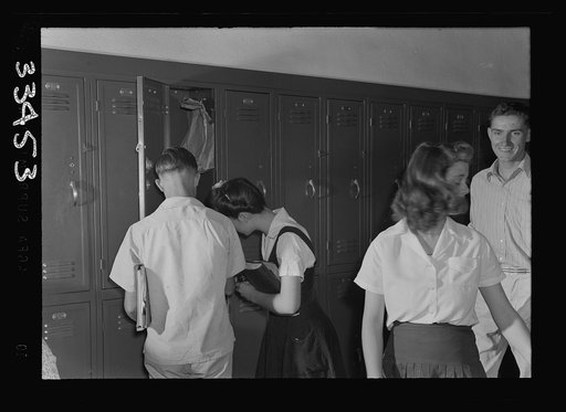 Keysville, Virginia. Randolph Henry High School. At lockers between classes