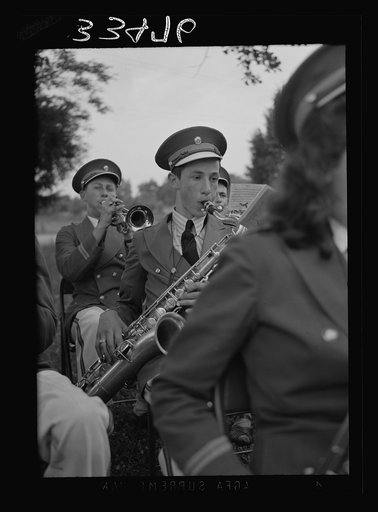 Untitled photo, possibly related to: Keysville, Virginia. Randolph Henry High School. School band which played for graduation