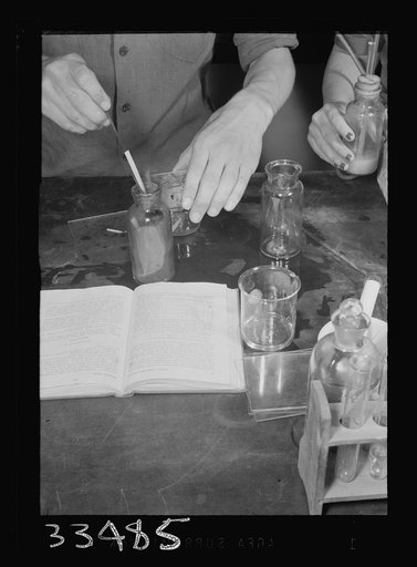 Untitled photo, possibly related to: Keysville, Virginia. Randolph Henry High School. Equipment in a chemistry class
