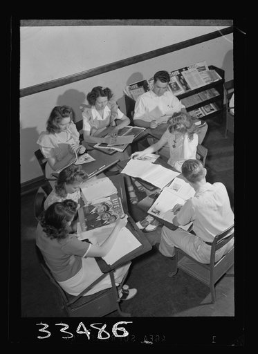 Keysville, Virginia. Randolph Henry High School. Social studies class. Students study in groups of six or eight, each group picking own subject
