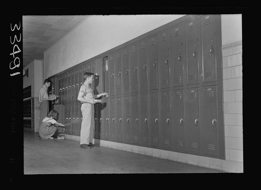 Keysville, Virginia. Randolph Henry High School. At lockers between classes