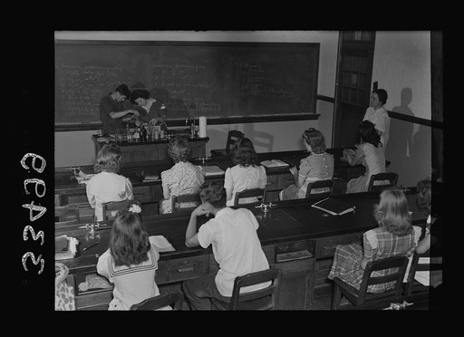 Untitled photo, possibly related to: Keysville, Virginia. Randolph Henry High School. Equipment in a chemistry class