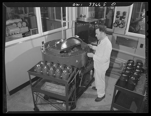 Parke, Davis and Company, manufacturing chemists, Detroit, Michigan. A centrifuging room and apparatus used in making blood plasma