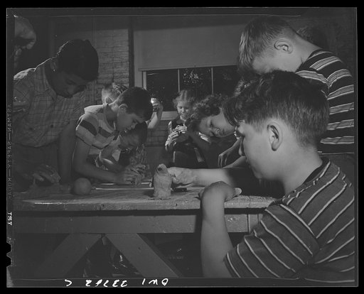 Schenectady, New York. The Elmer Avenue Elementary School has two electric kilns for firing little clay figures