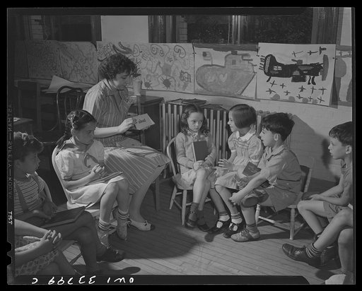 Schenectady, New York. First graders at the Elmer Avenue Elementary School learning to read