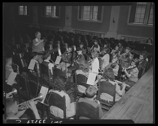 Schenectady, New York. Music class orchestra rehearsal at the Oneida School
