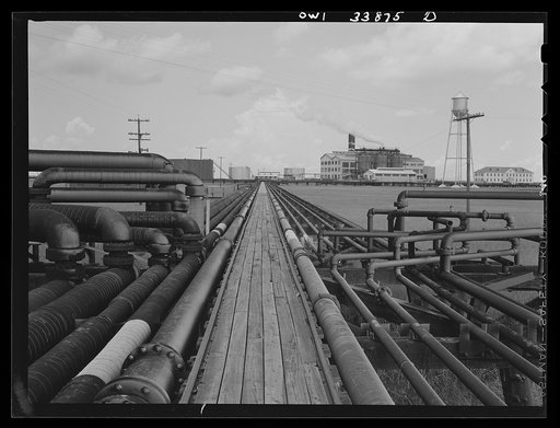 Freeport Sulphur Company, Grand Ecaille, Louisiana. Powerhouse and pipelines
