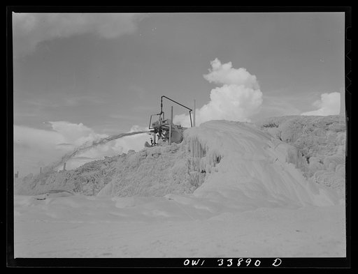 Freeport Sulphur Company, Grand Ecaille, Louisiana. Melted sulphur pouring into a vat