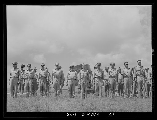 Corpus Christi, Texas. Officers of the Civil Air Patrol lined up in front of the planes for inspection