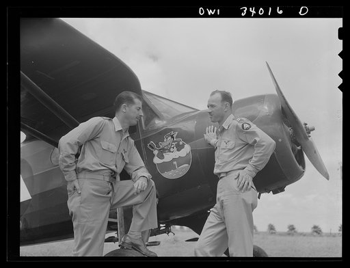 Untitled photo, possibly related to: Corpus Christi, Texas. Major Green and Captain McLendon, members of the Civil Air Patrol