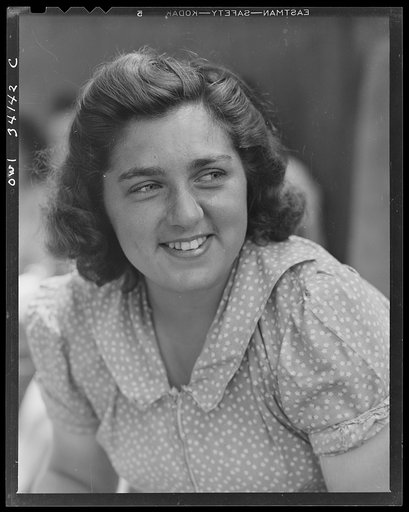 Turkey Pond, near Concord, New Hampshire. Women workers employed by a U.S. Department of Agriculture timber salvage sawmill. Ruth De Roche, eighteen year old "pit woman," used to be a waitress
