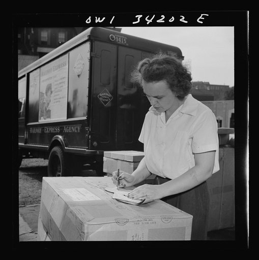New Britain, Connecticut. Mrs. Dorthy Bell, Irish-German descent, twenty-seven years old, mother of two children, employed at the American Railway  Express Company, sorting packages, weighing them, etc., earns seventy-nine and one-half cents per hour