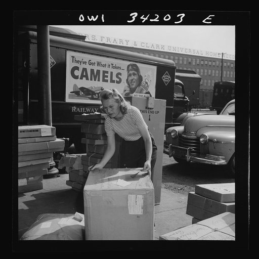 New Britain, Connecticut. Miss Ida Hicks, Lithuanian, twenty-eight years old, employed at the American Railway Express Company, sorting packages, weighting them, etc., earns seventy-nine and one-half cents an hour. She formerly worked in a defense plant
